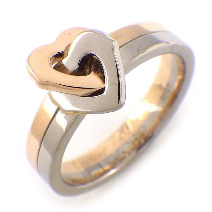 カルティエ Cartier ピンキーリング C2 2C ダブル ハート K18PG K18WG
