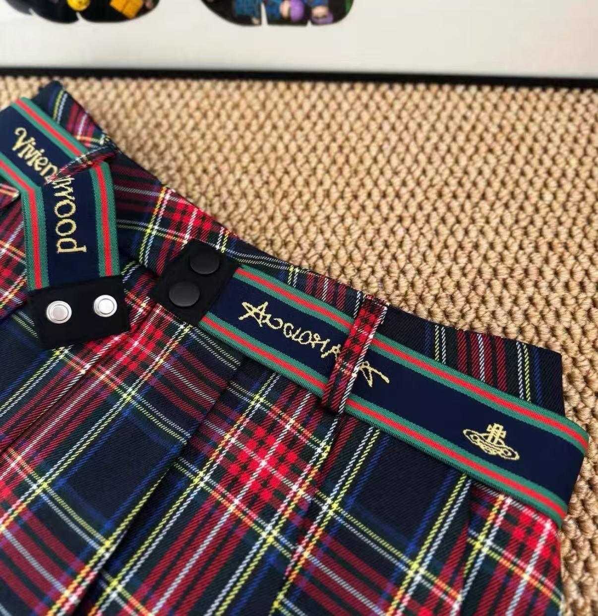 Vivienne Westwood レッド×ブルー チェック柄 プリーツスカート