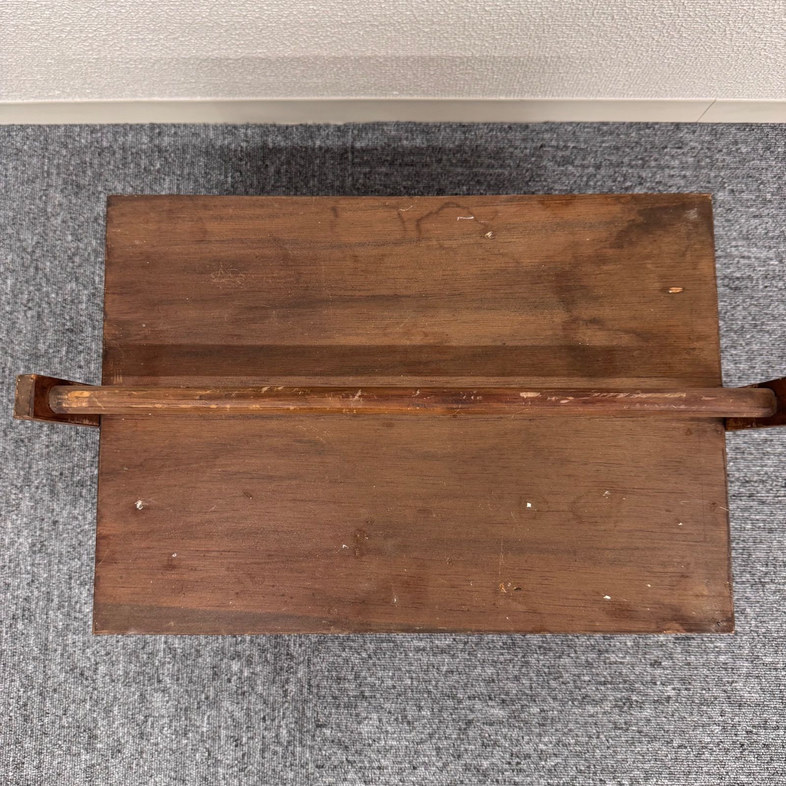 【木板未使用】 おかもち 出前 d おかもち 木製 出前 出前 昭和レトロ 木製 収納 蓋付き 持ち