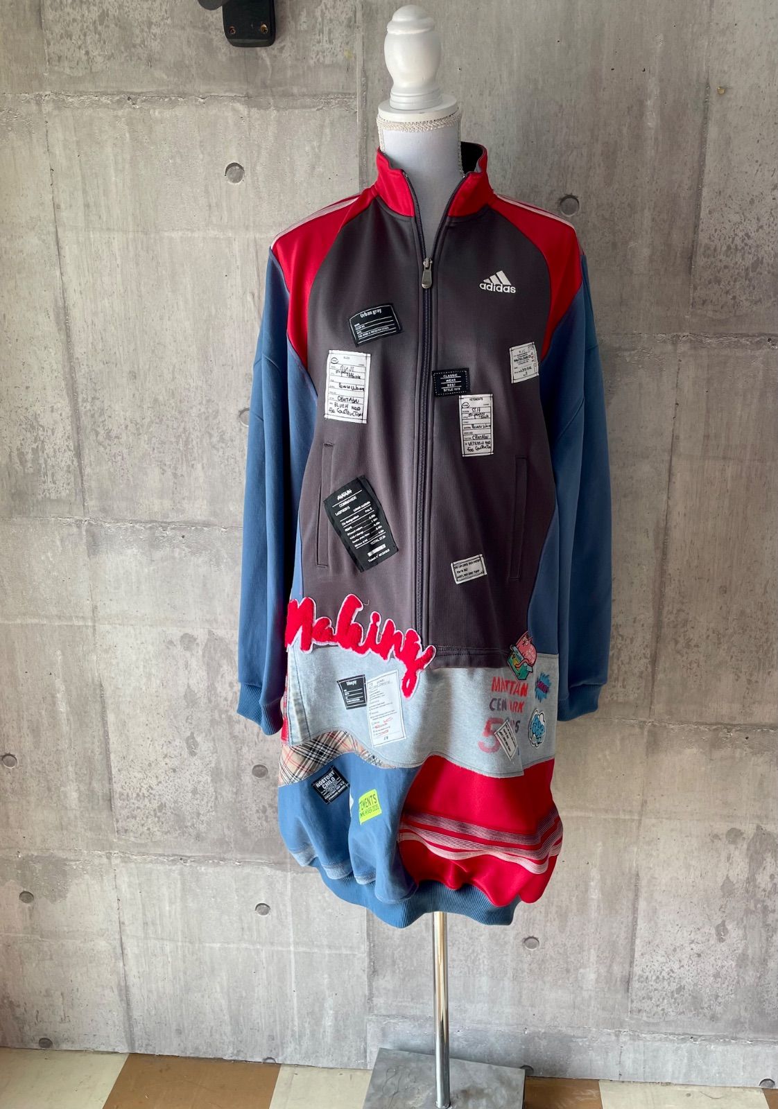 リメイクワンピース パッチワークワンピース スポーツミックスワンピース ストレッチワンピース ゆるだぼワンピース ジャージワンピース