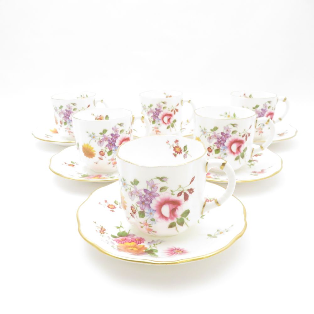 Royal Crown Derby ロイヤルクラウンダービー ダービーポジー コーヒーカップ＆ソーサー 6客 セット 珈琲 金彩 フラワー 花柄 英国 SU12521K1