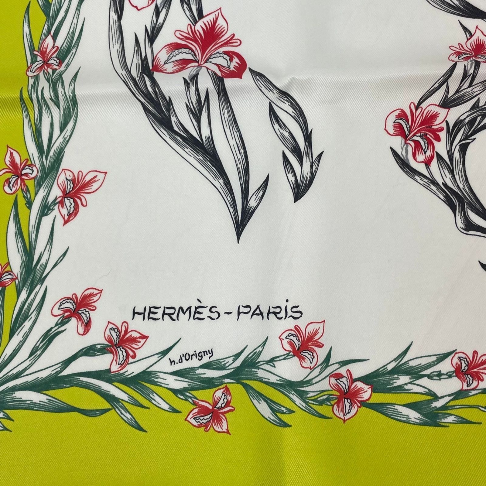 未使用品 HERMES エルメス H.d'Origny 花咲く馬 シルク スカーフ