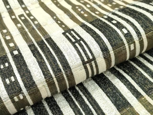 平和屋本店□極上 太鼓柄袋帯 織間道 摩天楼 ビル 風景文 金糸 逸品