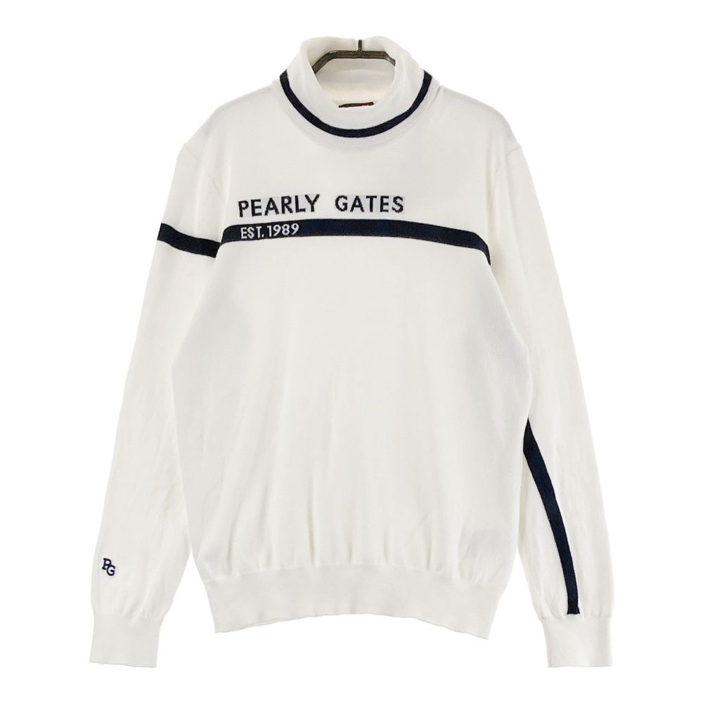 サイズ：1 PEARLY GATES パーリーゲイツ 2023年モデル タートルネック ニットセーター  ホワイト系 [240101489416] ゴルフウェア レディース ストスト サイズ：1 PEARLY GATES パーリーゲイツ 2023年モデル