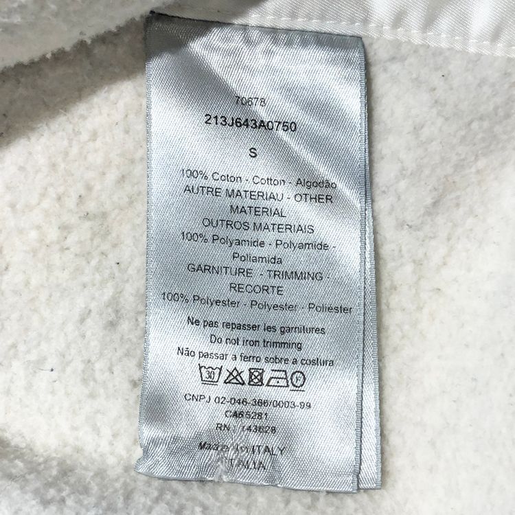DIOR sacai 21AW ロゴワッペン スウェット ホワイト白Sディオール DIOR sacai 21AW ロゴワッペン スウェット ホワイト白S