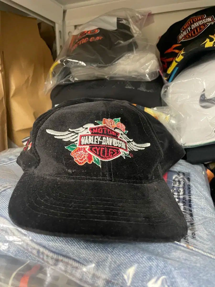 ハーレーダビッドソン 黒 スウェード 帽子