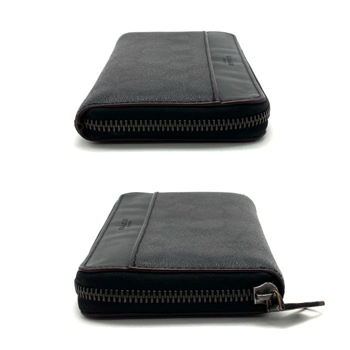 中古】良品 COACH コーチ ロゴ シグネチャー レザー ラウンド