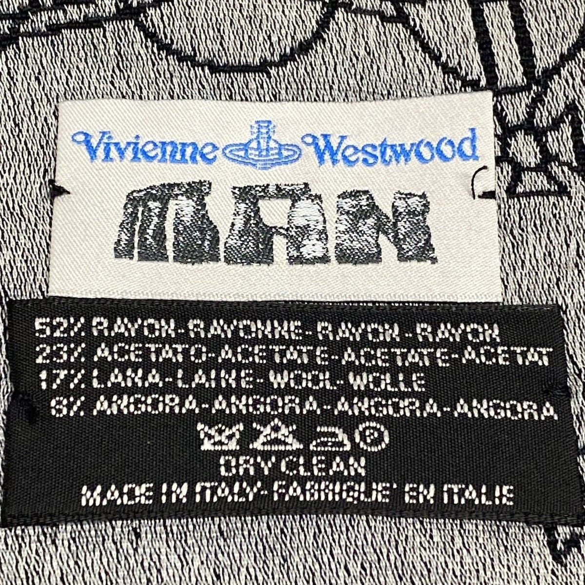 Vivienne Westwood MAN ヴィヴィアンウエストウッドマン ストール ショール - 黒×グレー ウール アンゴラ