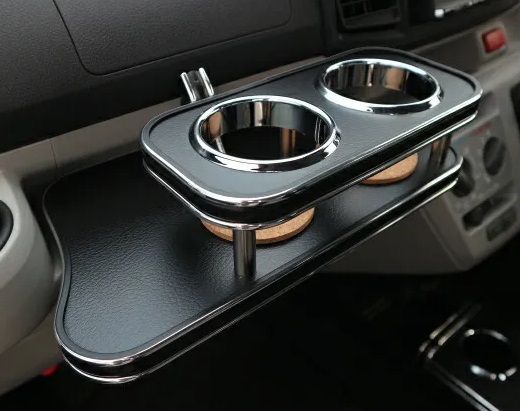 LA350 360 17 5～ ミライース フロントテーブル レザーブラック BKｘシルバー 携帯左 BRIGHTFACE_UK