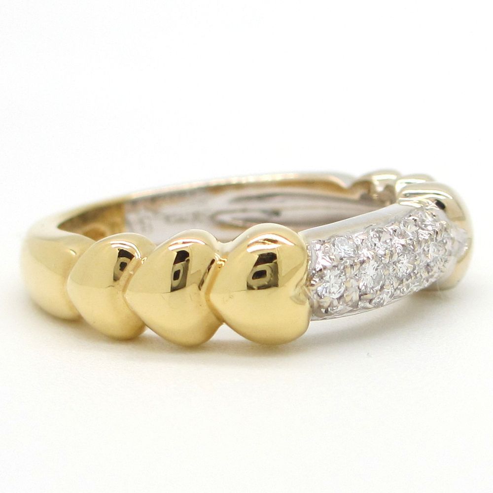 750 イエローゴールド ホワイトゴールド Italy ダイヤモンド 0.18ct 指輪 中古 美品 レディース ジュエリー ダイヤ リング 質屋 4月誕生石
