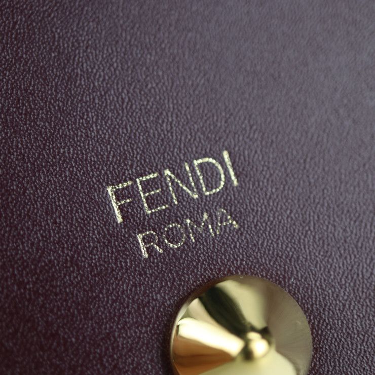 FENDI フェンディ カードケース 8M0217 レザー ボルドー系 ゴールド金具 バイザウェイ 名刺入れ 【本物保証】 - メルカリ