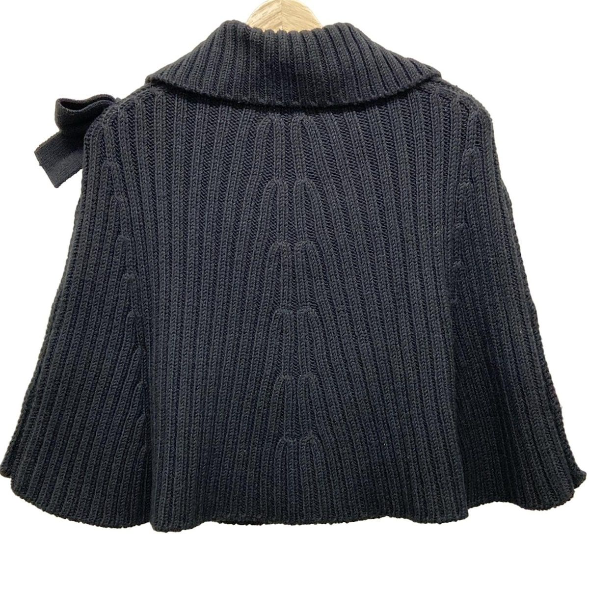 RED VALENTINO レッドバレンチノ ポンチョ レディース - 黒 ニット リボン 春 秋