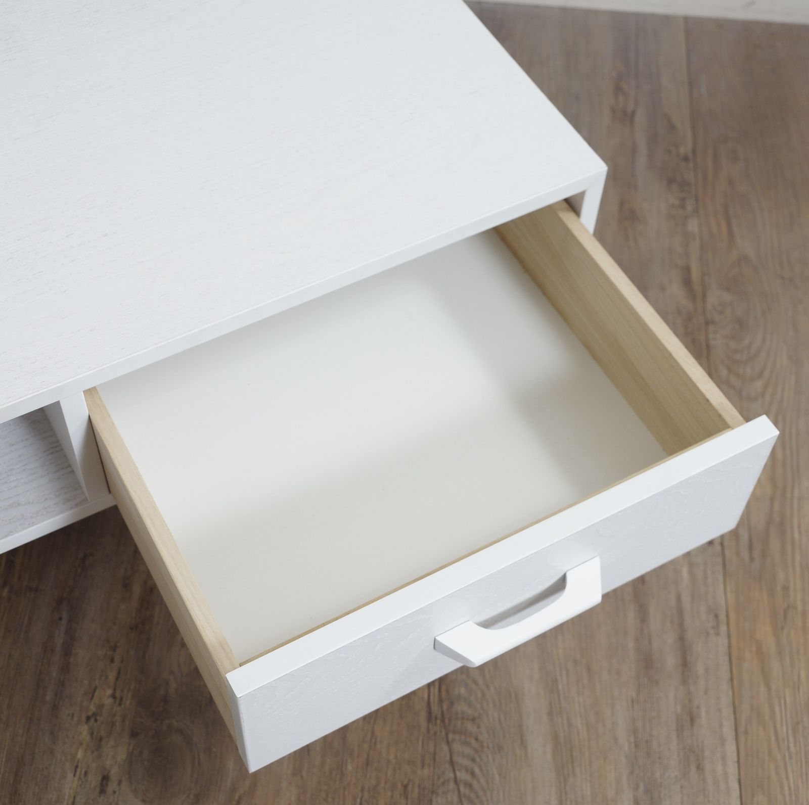 E モダンデザイン ローテーブル 幅100cm ホワイト 引き出し 収納付き 完成品 MARWIL-DEMENAGEMENTS_CH