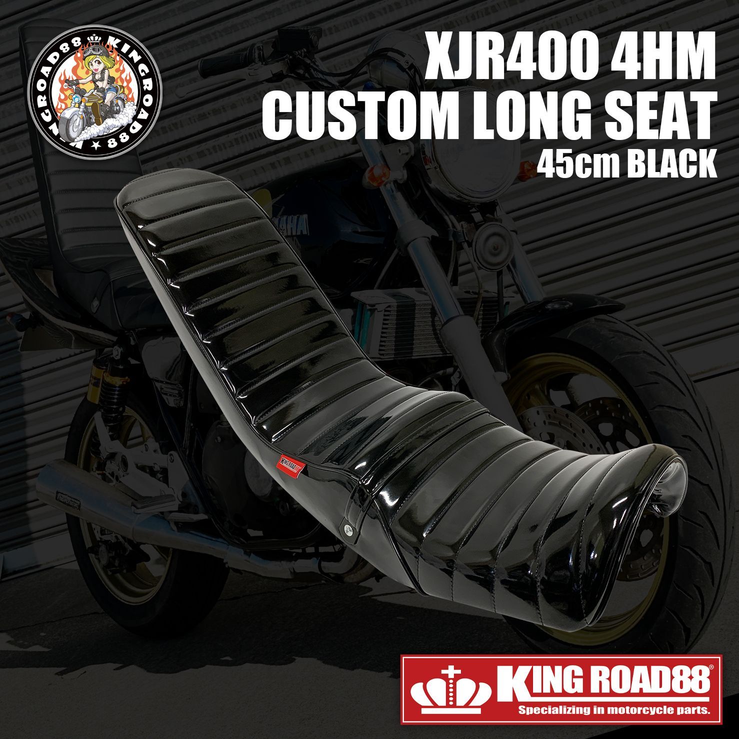 新商品】ヤマハ XJR400 前期 4HM ☆ KingRoad88 オリジナル / 3段シート / エナメル / ブラック / 三段シート /  45cm - メルカリ