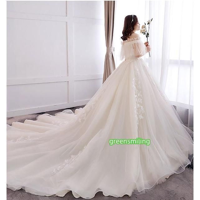 ウェディングドレス 袖あり 5分袖 大きいサイズ ぽっちゃり 白ドレス V