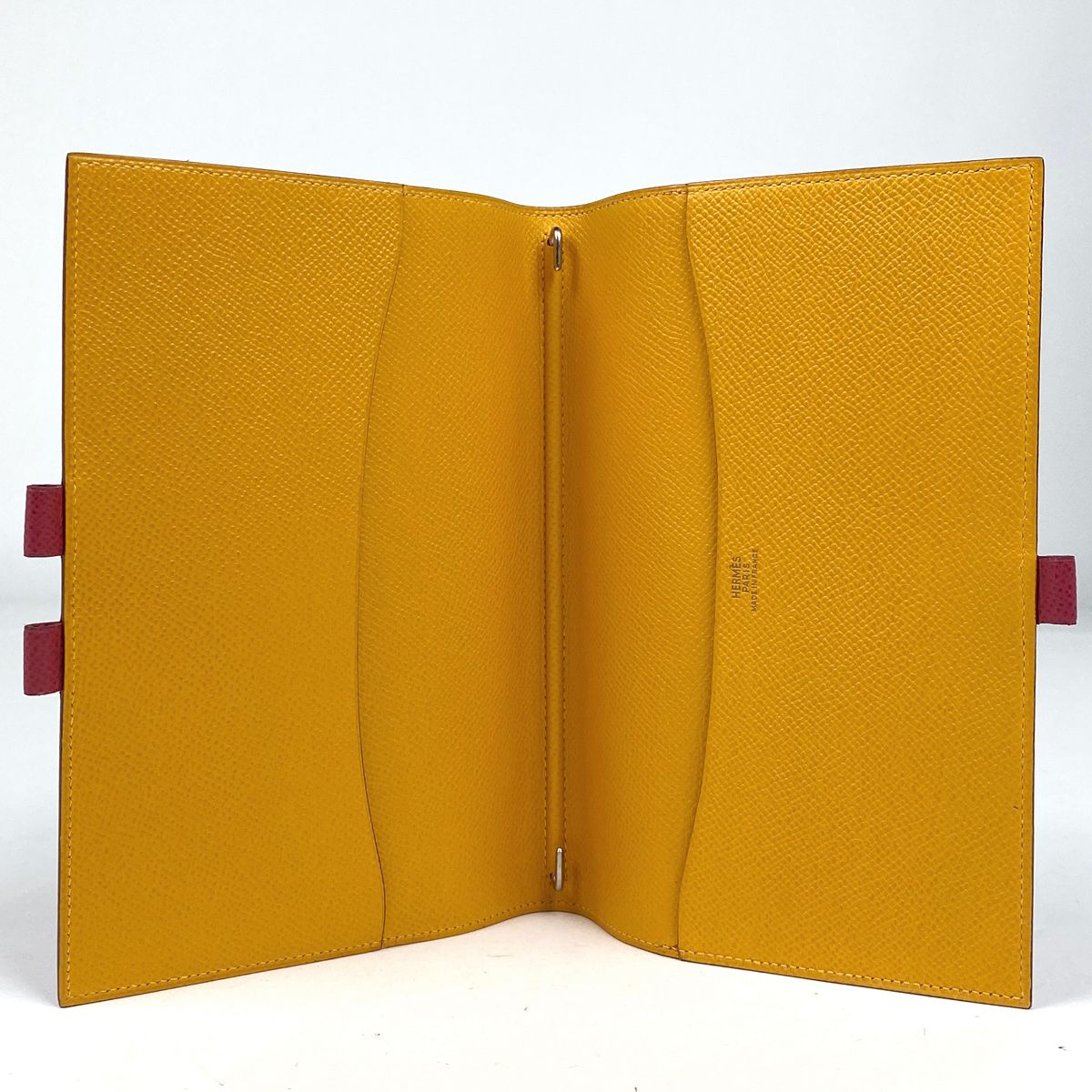 HERMES - エルメス HERMES 手帳カバー レザー オレンジ/イエロー ユニ