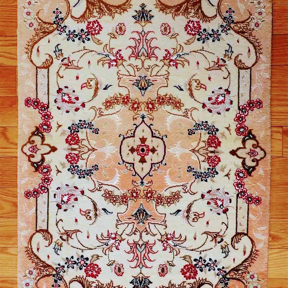 ヴィンテージラグ ベージュオーバーダイ ボタニカルフローラル トルコ