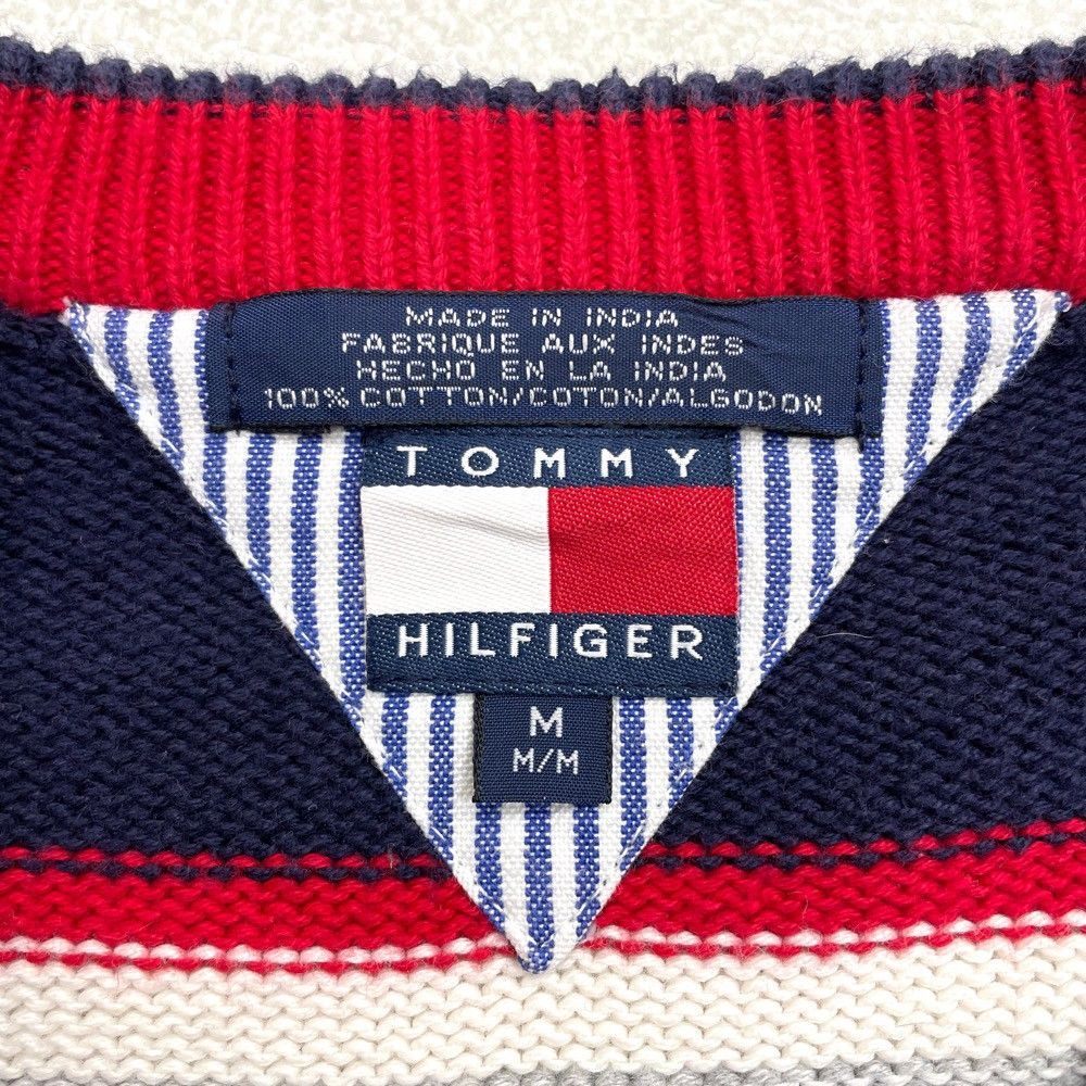 古着 トミーヒルフィガー TOMMY HILFIGER ボーダー柄 Vネック コットン