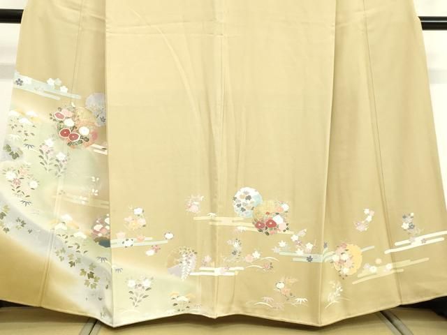【訪問着】 駒刺繍・雪輪重ね吉祥文・暈し染め・金彩・正絹❣️逸品✨No.1364 平和屋着物○訪問着 駒刺繍 雪輪草花文 暈し染め 金彩 正絹 逸品