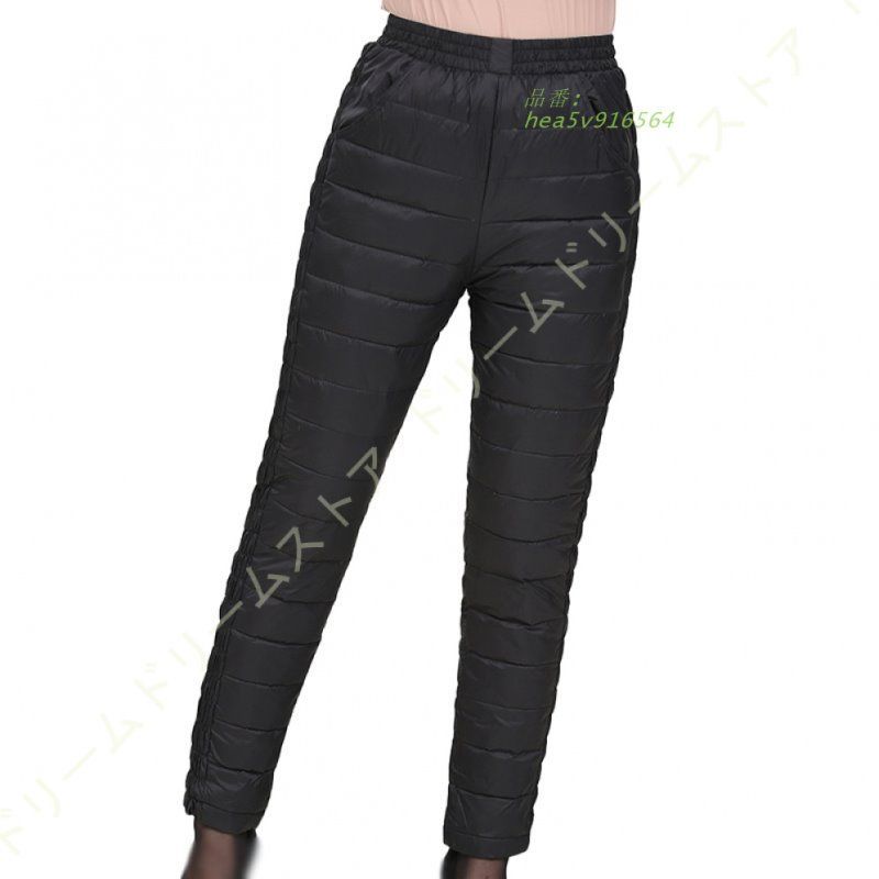 レディース ハイウエスト ダウンパンツ 防風 撥水 防寒着 タイト ロング レギンス 暖かい ダウンズボン ジョガーパンツ 冬 ウエストゴム 大きいサイズ hea5v916564 DECORATOM_COM_BR
