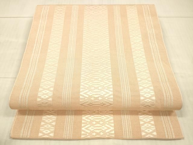 平和屋着物＊夏物 本場筑前博多織 八寸名古屋帯 紗献上 珊瑚色 銀通し地 正絹 DAAX8664cm