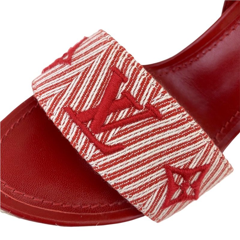ルイヴィトン LOUIS VUITTON セイルアウェイライン サンダル 靴 シューズ キャンバス レザー レッド ウェッジソール エスパドリーユ  モノグラム|mercariメルカリ官方指定廠商|Bibian比比昂代買代購
