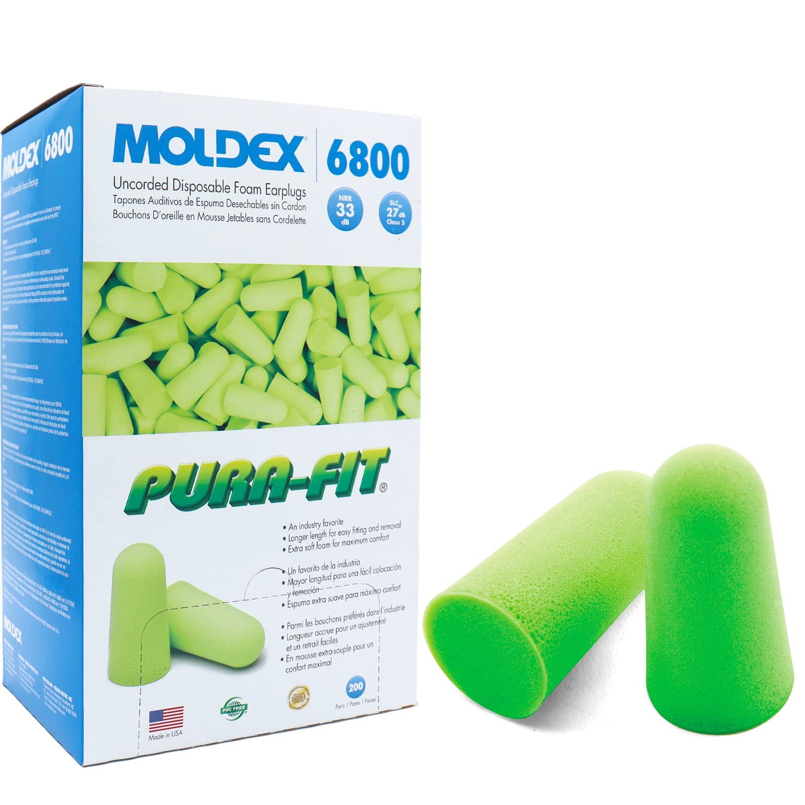 いびき 睡眠用 遮音 耳栓 6800 安眠グッズ 約200ペア ピュラフィット MOLDEX モルデックス