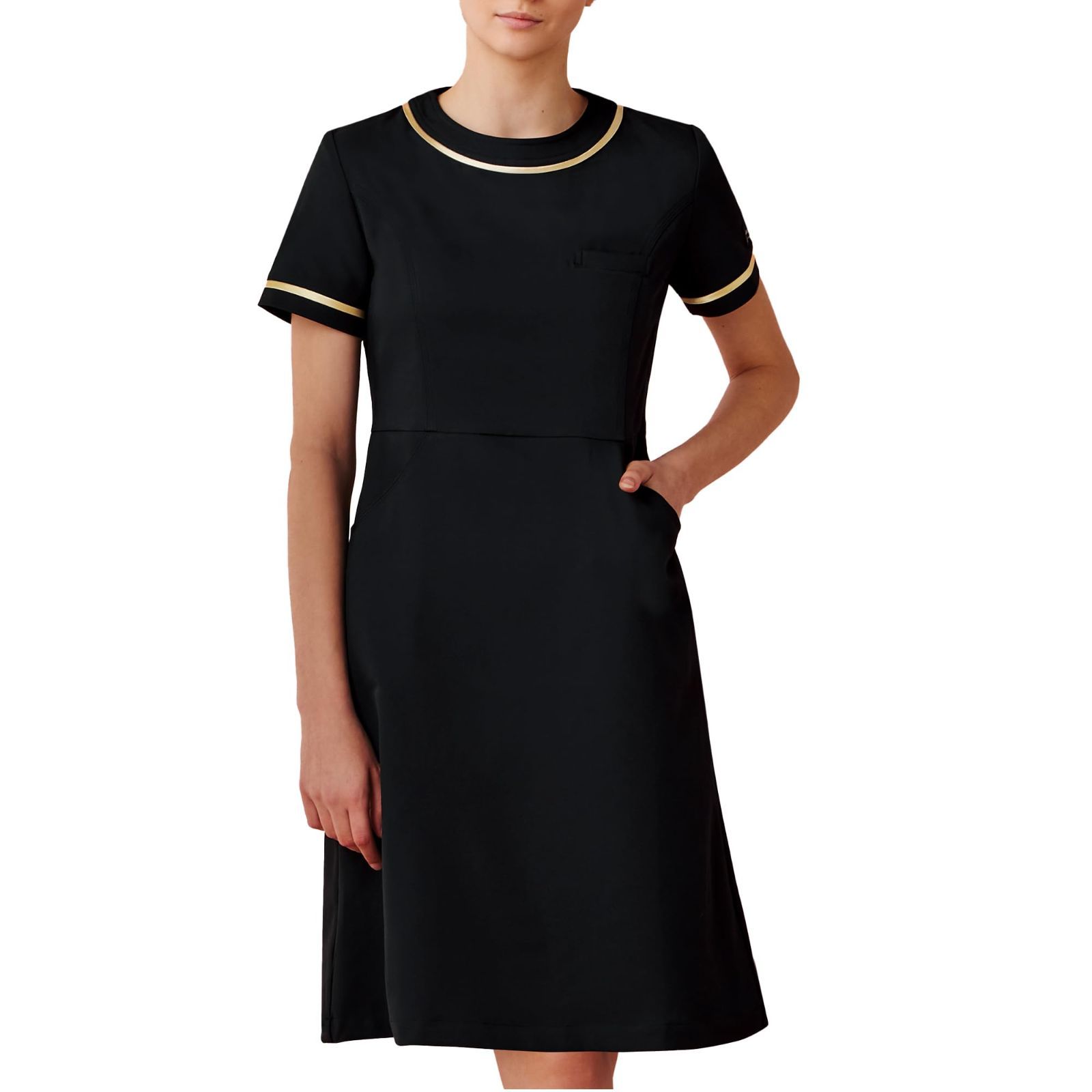 新着商品 メディカル 病院 クリニック 美容 受付 透防止 制電 ストレッチ 制菌 動きやすい 歯科 ファスナー 制服 脚長 MK0020 スタイルアップ C-10 女性用 ブラック ワンピース L ミッシェルクラン