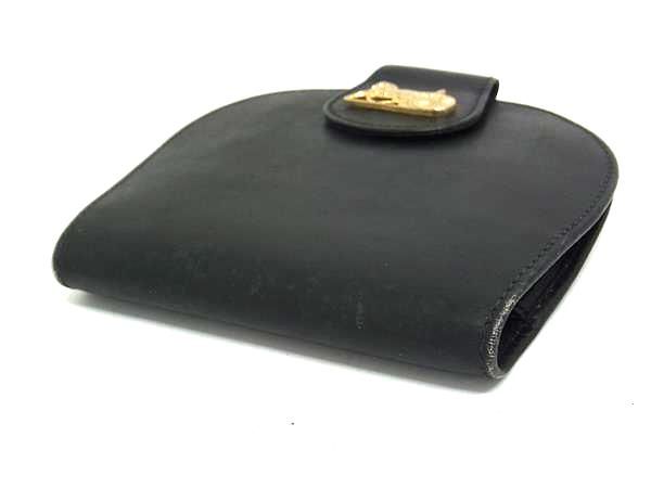 未使用級✨CELINE セリーヌ 馬車金具　折財布　ブラック　レザー　シボ革 CELINE - Vintage セリーヌ CELINE 財布 二つ折り財布 馬車金具