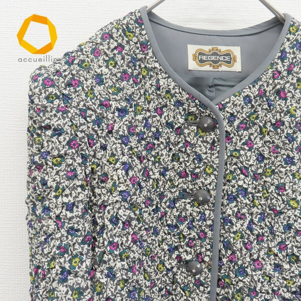 REGENCE レジァンス ノーカラー ジャケット ビーズ 花柄 デザイン  