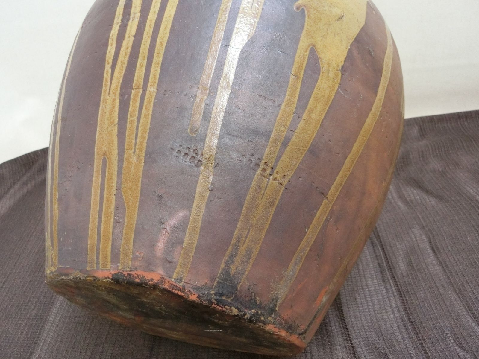 鑑賞！【壺 3耳壺 流れ釉 緑釉垂れ釉 景色抜群・PG・丹波