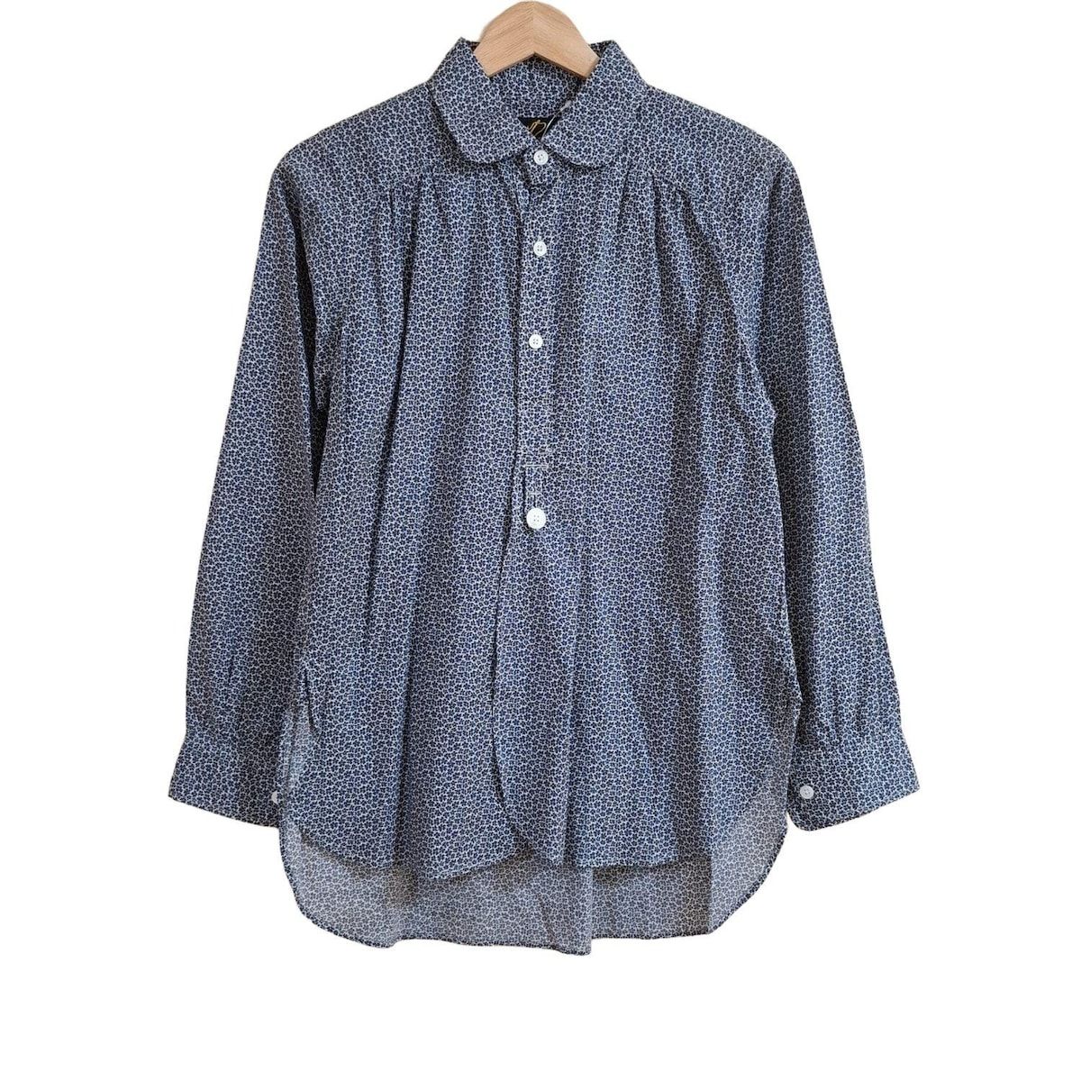 needles ニードルス 長袖シャツブラウス サイズ2 M レディース 白×ネイビー 花柄