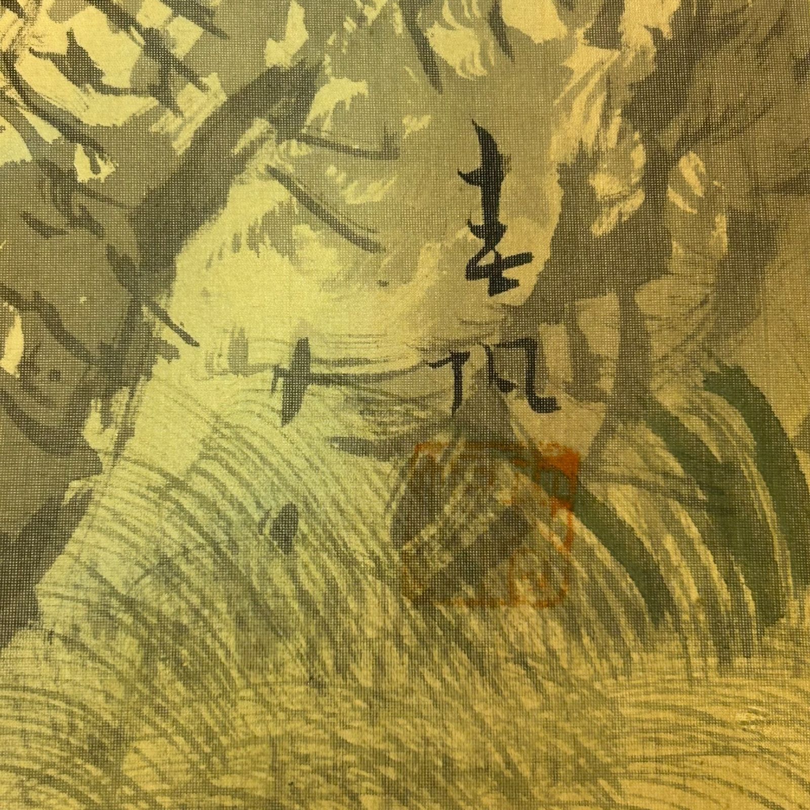 掛軸 水墨山水図 作者不明 落款あり 箱付き 山水画 風景画 彩色
