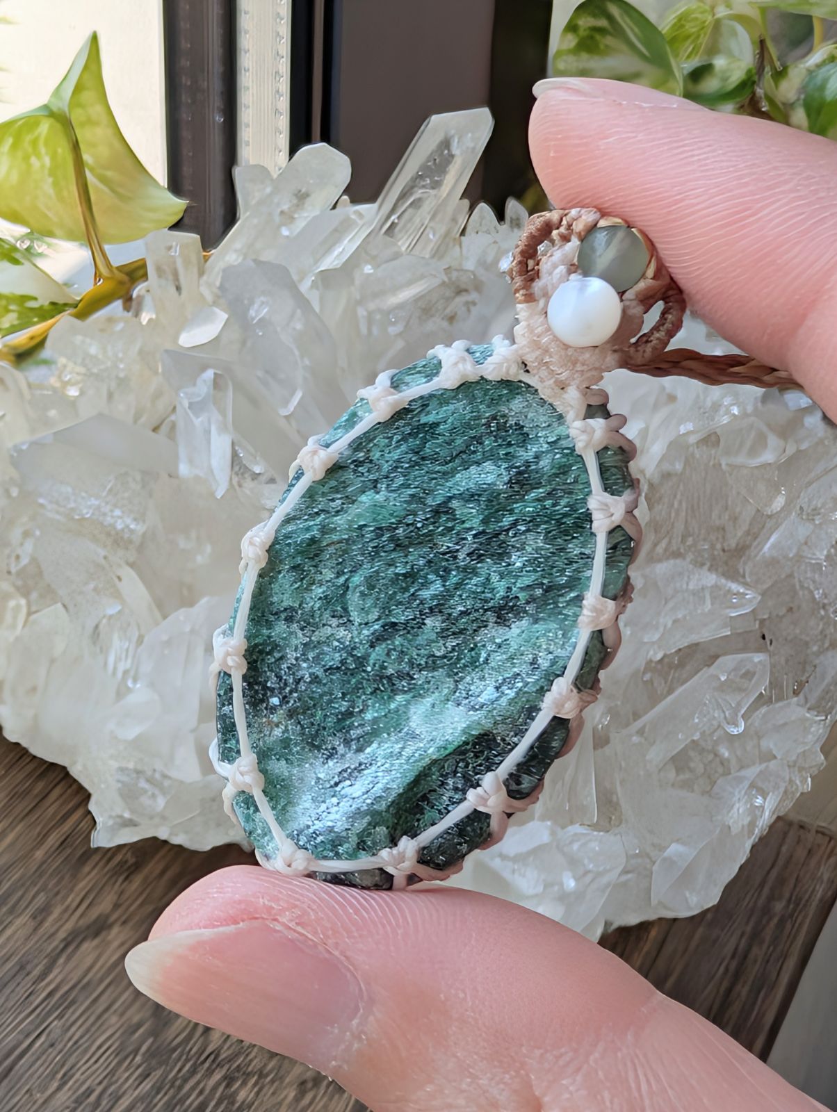 お買い得品 ☆グリーンアベンチュリンDruzy・アベンチュリン☆マクラメ