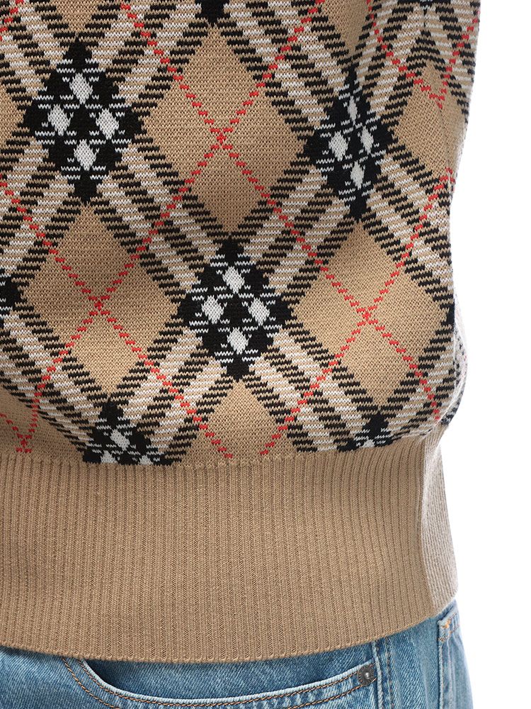 BURBERRY (バーバリー) チェック ウールブレンド クルーネック 