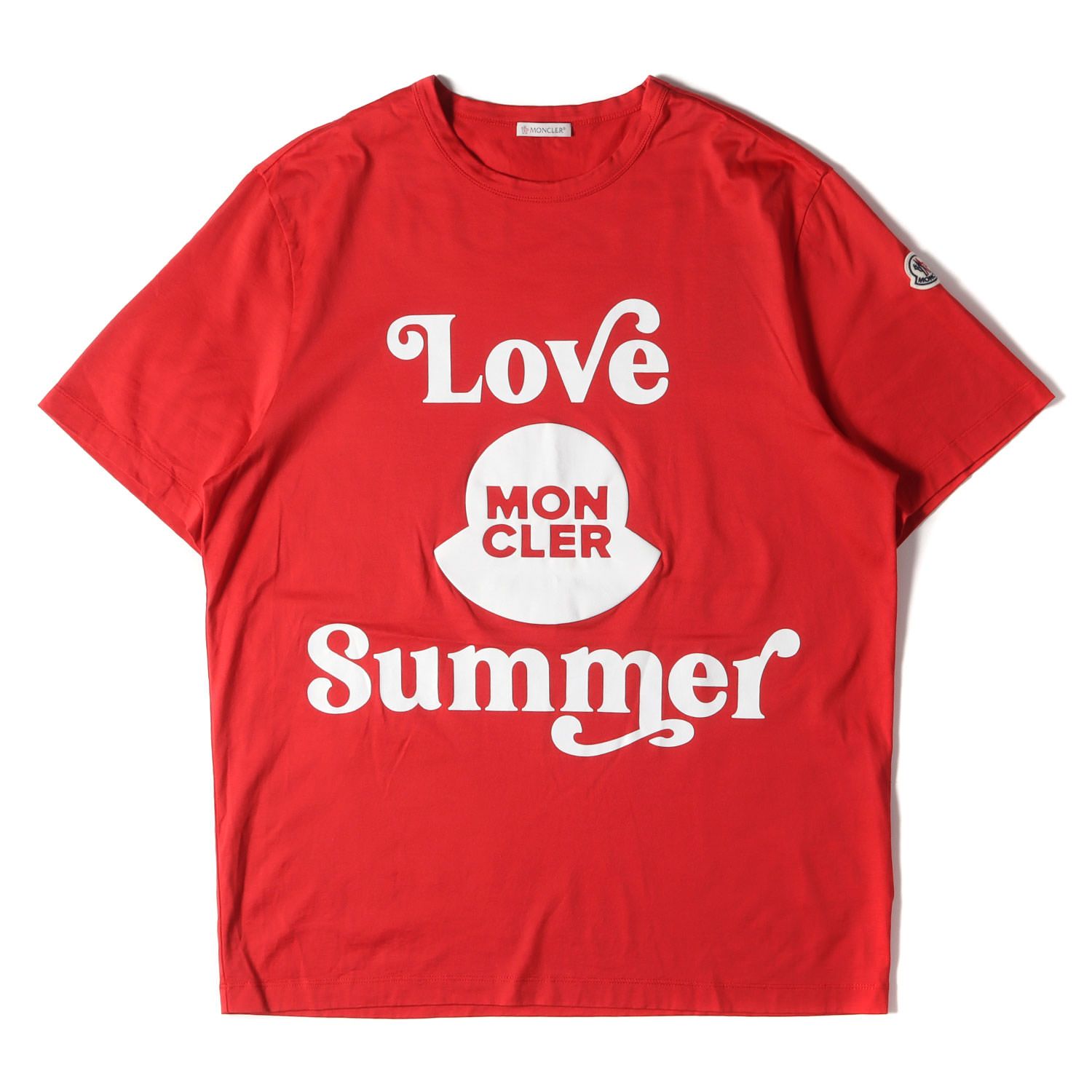 MONCLER モンクレール Tシャツ サイズ:L 21SS Love Summer ロゴ アイコン クルーネック 半袖 Tシャツ MAGLIA T-SHIRT G10918C7D610 8390Y レッド 赤 トップス カットソー 【メンズ】