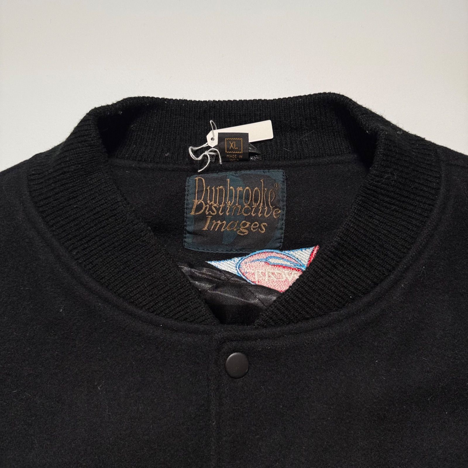 NCAA ノースカロライナ大学 ワンポイント刺繍 ブラックウールレザー 