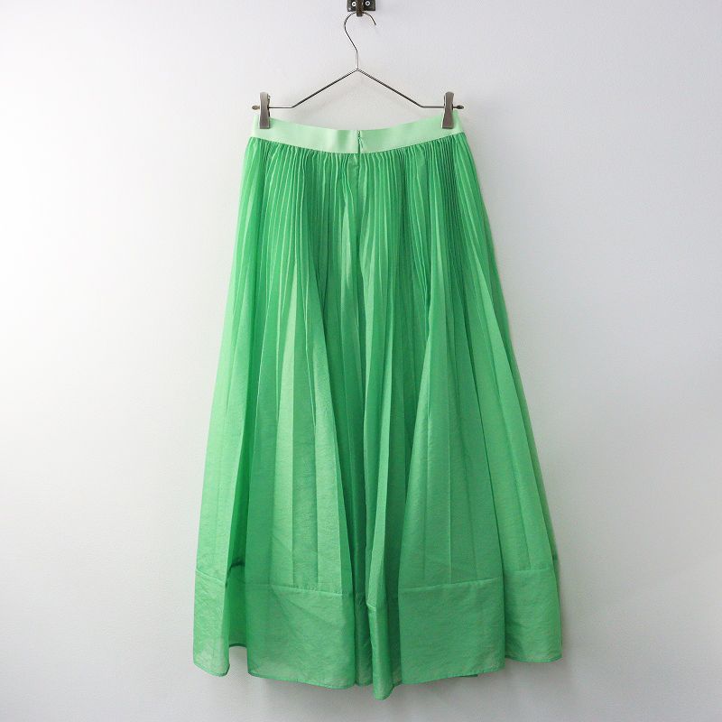 2025SS シクラス CYCLAS シアープリーツスカート 36｜ネオングリーン ボトムス フ ロング アコーディオン 2400014628975