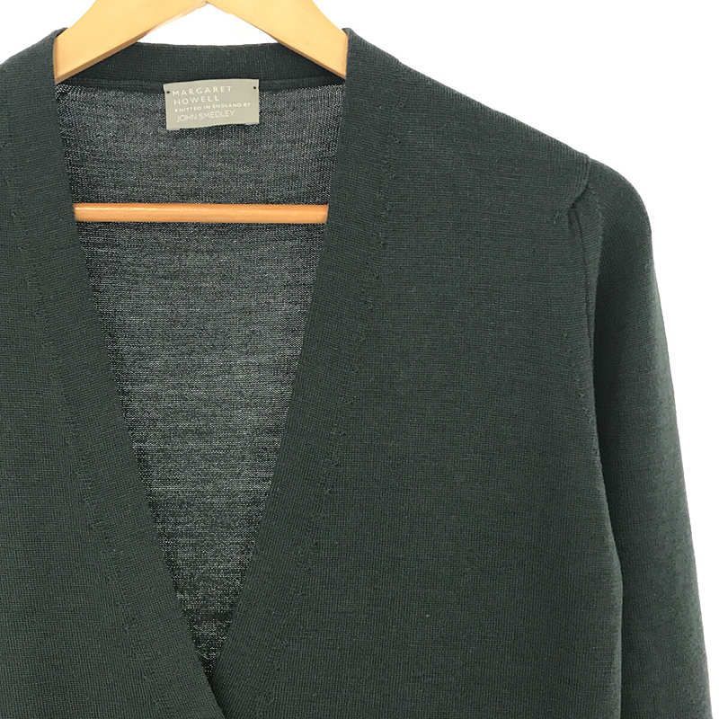 MARGARET HOWELL / マーガレットハウエル | × JOHN SMEDLEY ジョンスメドレー別注 ウール ハイゲージ Vネック ニットカーディガン | 2 | ネイビー | レディース MARGARET HOWELL / マーガレットハウエル | × JOHN SMEDLEY ジョン