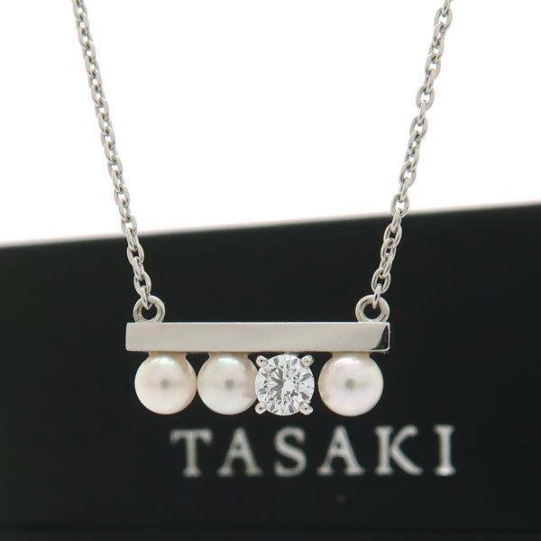 TASAKI プチバランス ダイヤモンド ソロ ネックレス K18WG 美品 P16743 タサキ 箱 保(2018・神戸本店) 送料込 質屋