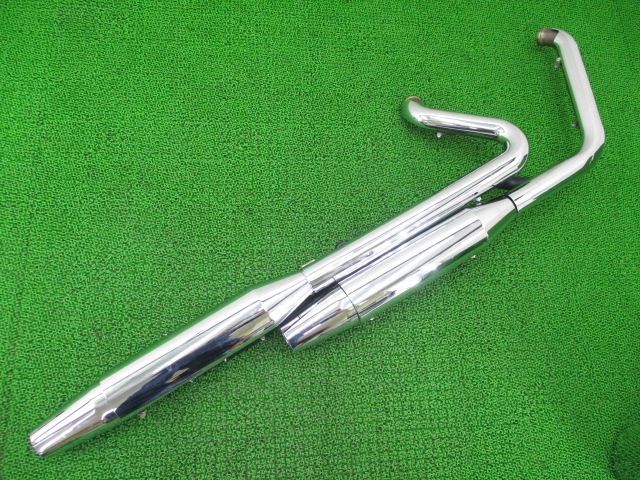 FLDE1750 マフラー 64900456 ハーレー 純正 中古 バイク 部品 ソフテイルデラックス コケキズ無し 品薄 希少品 ステー 車検 Genuine