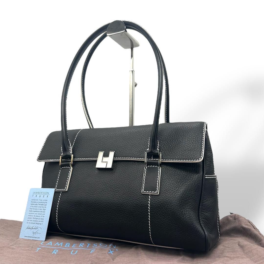 LAMBERTSON TRUEX 黒 レザーハンドバッグ トートバッグ 良品 2200 LAMBERTSON TRUEX トートバッグ シボ革 黒 - メルカリ