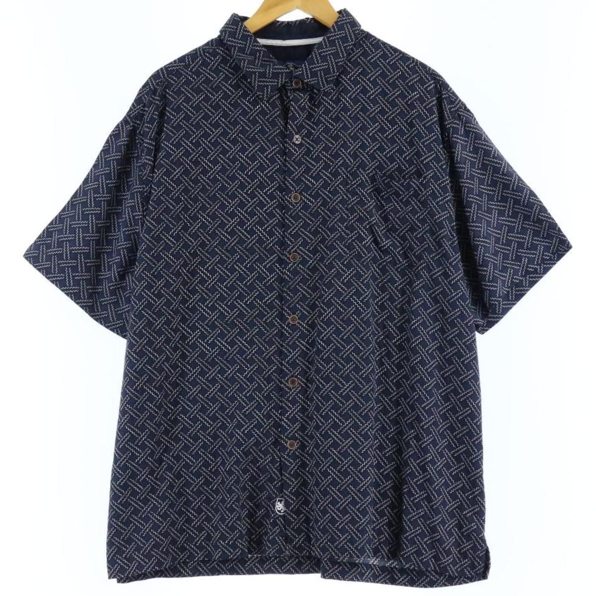 古着 Nat Nast 総柄 半袖 シルクシャツ メンズXL/eaa251702