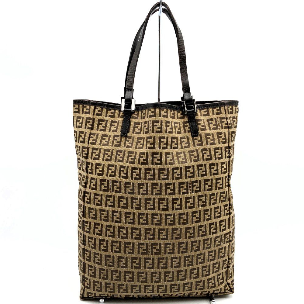 FENDI フェンディ 8BH006019 トートバッグ ポーチ付き ナイロン キャンバス ブラウン 茶色 ズッキーノ レディース メンズ ファッション