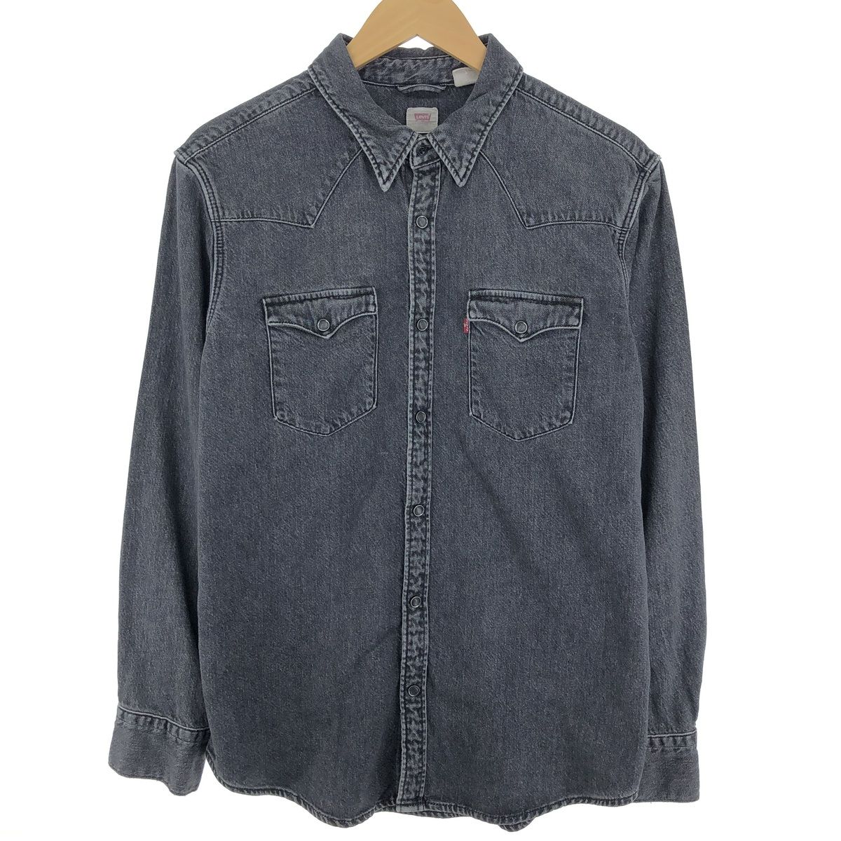 古着 リーバイス Levi's 長袖 ブラックデニム ウエスタンシャツ メンズL/eaa365542