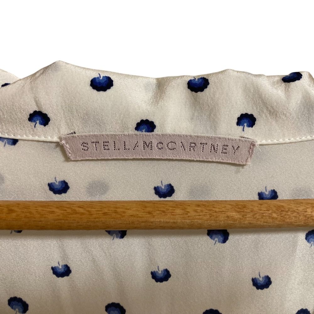 美品 STELLA McCARTNEY ステラマッカートニー 総柄 ストレッチ 長袖 シルク パジャマシャツ ブラウス Sサイズ ホワイト レディース 古着 中古 美品 STELLA McCARTNEY ステラマッカートニー 総柄 ストレッチ