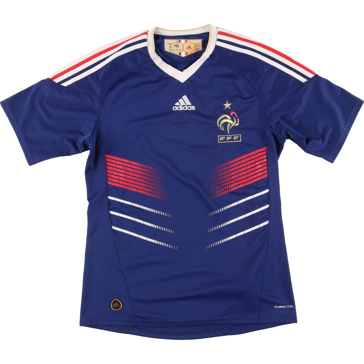 古着 00年代 アディダス adidas CLIMA COOL Vネック フランスサッカー連盟 サッカーユニフォーム ゲームシャツ メンズS/eaa452250