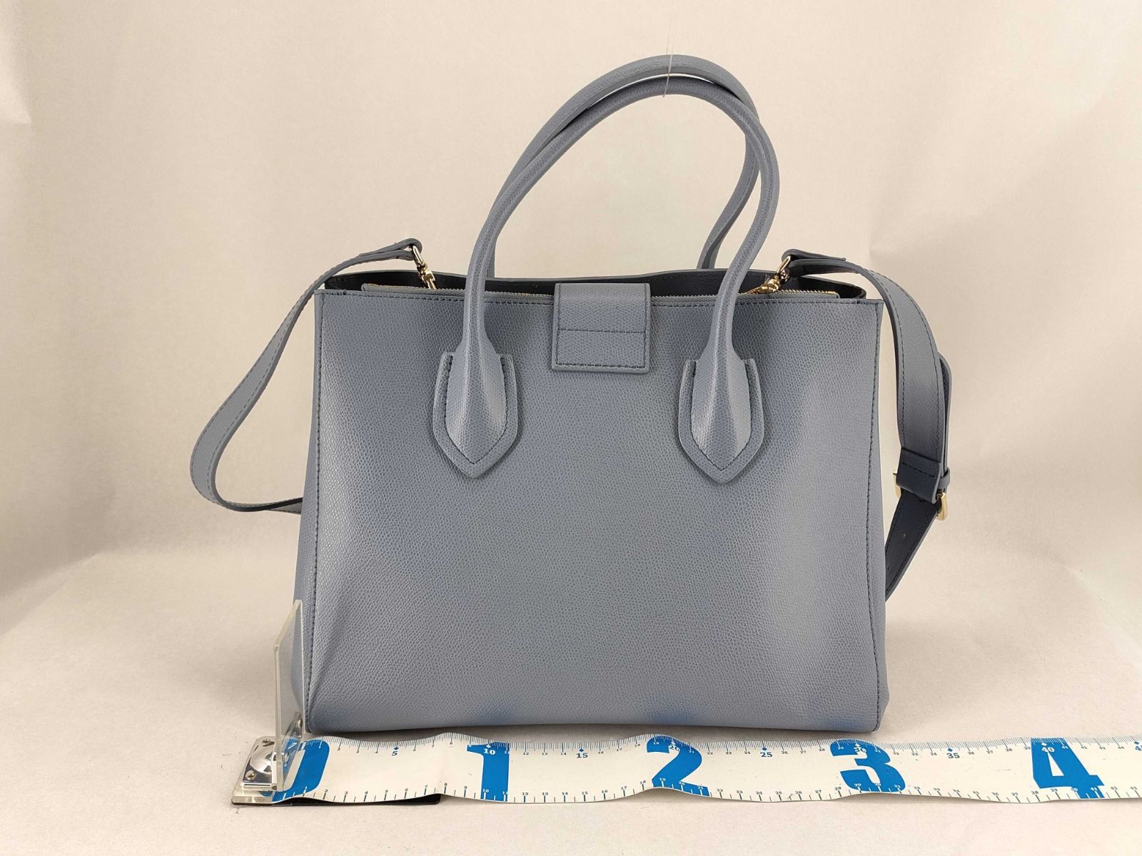 美品:Aランク】FURLA ライトブルー ショルダーバッグ トートバッグ 