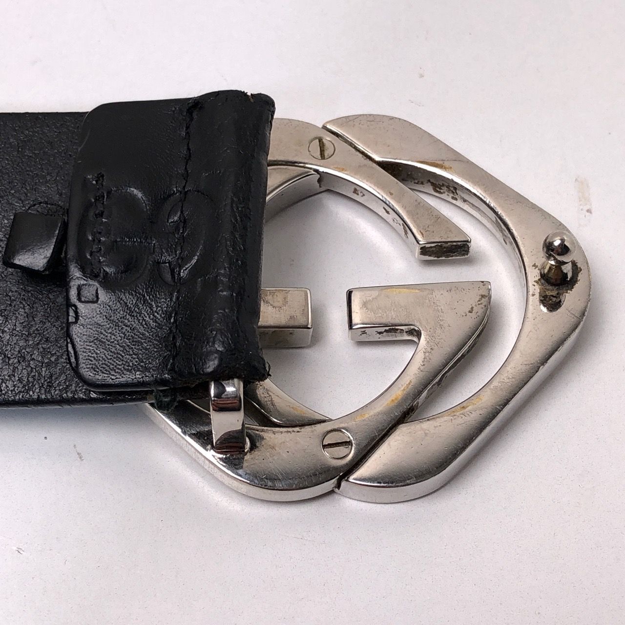 GUCCI　グッチ　インターロッキング　GG　シマ　ベルト　ブラック GUCCI グッチ 182320 497717 85 34 Guccissima Square G Belt