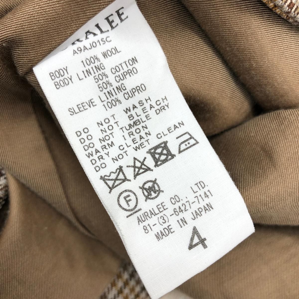 AURALEE 100%ウール チェックジャケット サイズ4 AURALEE 100%ウール チェックジャケット サイズ4 【公式通販】